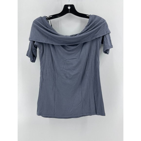 NWT Harlowe and Graham Women's Short Sleeve Gray Top Blouse Cowl Neck Size S - Picture 3 of 9